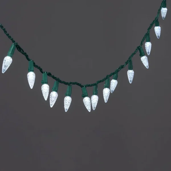 60ct LED C6 Faceted Christmas String Lights Cool White with Green Wire - Wondershop
