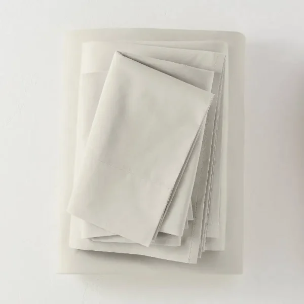 Full Washed Supima Percale Solid Sheet Set Natural - Casaluna