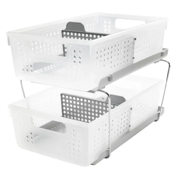 Madesmart 2-Tier Organizer with Dividers, Gray