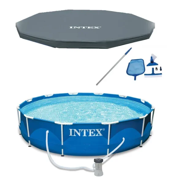 Intex 12' x 30" Metal Frame Above Ground Pool Filter Cover & Maintenance Kit