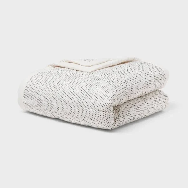 Twin/Twin Extra Long Quilted Down Alternative Bed Blanket Ivory Dash - Room Essentials