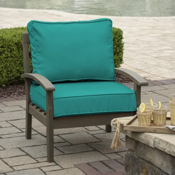 Arden Selections Modern Acrylic Outdoor Deep Seating Cushion Set 24 x 24 - Surf Teal