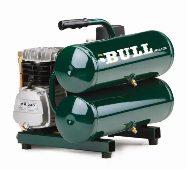 Rolair FC2002 “The Bull” 2 HP 4.3-Gal Twin Stack Tank Air Compressor, 115V, 4.1 CFM @ 90 PSI