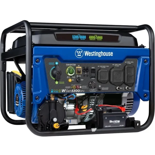 Westinghouse 6600 Peak Watt Home Backup Dual Fuel Portable Generator W/ Remote Electric Start & CO Sensor