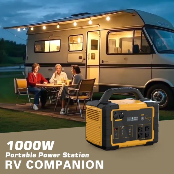 Yardmaster 1000W Portable Power Station W/ 120 AC Output, 3 LED Light Modes, Emergency Backup Power for Camping, Emergency, RV, Off - Grid Living