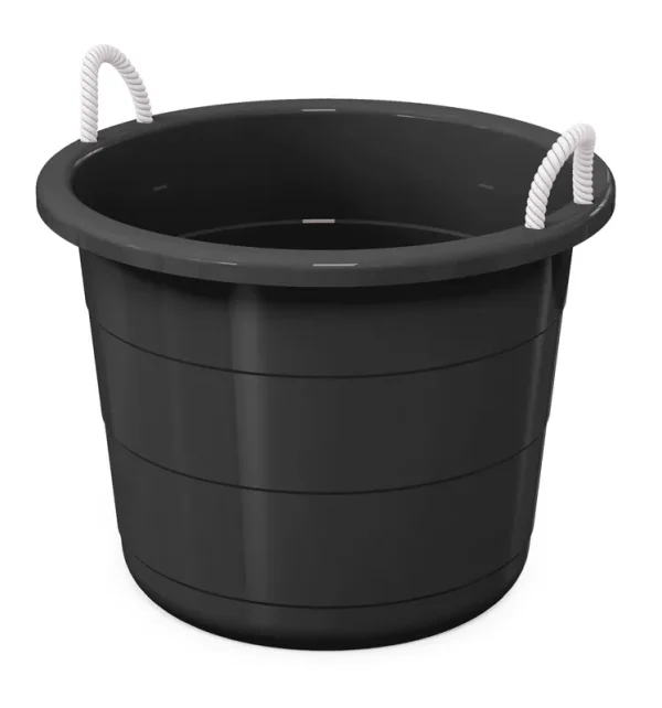 Life Story 17 Gal Flexible Plastic Storage Tub Bucket with Rope Handles, Black