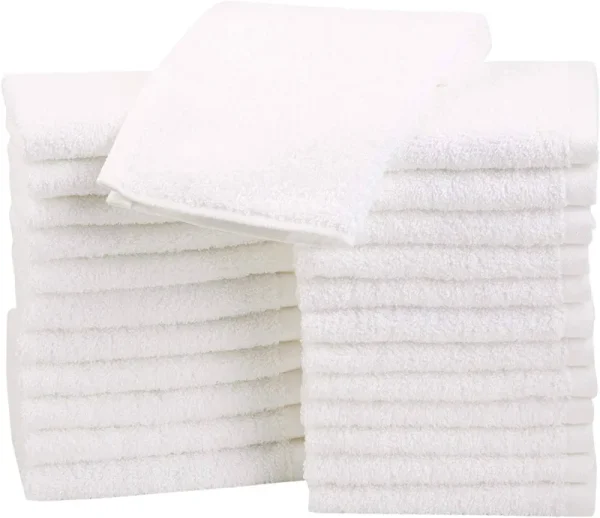 AmazonBasics Cotton Washcloths - 24-Pack - White