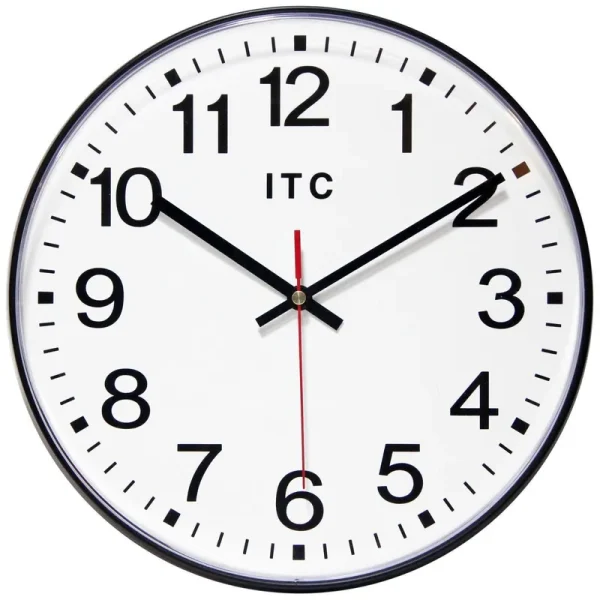 Infinity Instruments Prosaic Business Round Wall Clock, 12", Black
