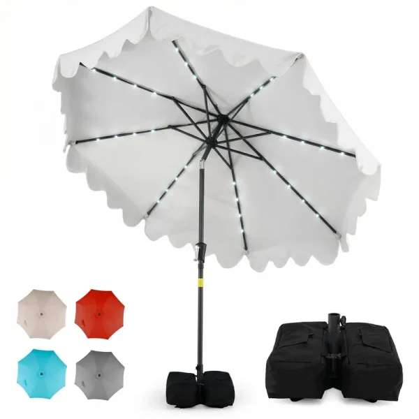 Tangkula 9 FT Solar Patio Umbrella with 32 LED Lights