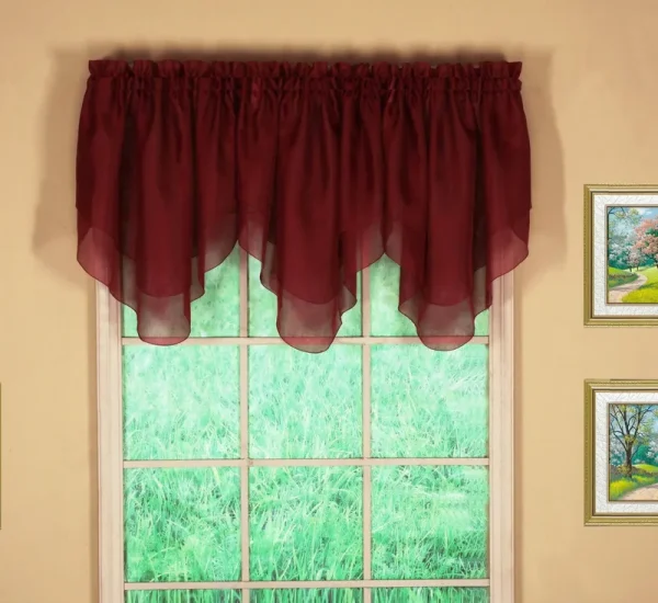 Today's Curtain Emelia Original Voile Ascot 25", Burgundy, 40" W x 25" L