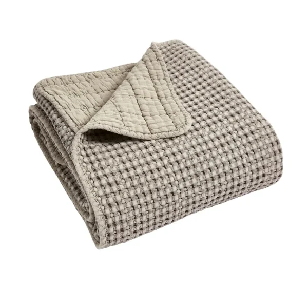 Mills Waffle Taupe Quilted Throw - Levtex Home