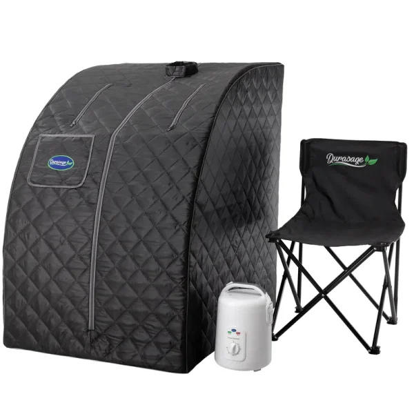 Durasage Lightweight Portable Personal Steam Sauna Spa for Relaxation at Home, 60 Minute Timer, 800 Watt Steam Generator, Chair Included (Black)