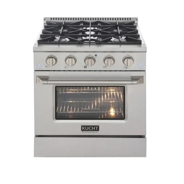 Kucht Professional 30 in 4 Burners 4.2-cu ft Convection Oven Freestanding Range KNG301, Liquid Propane / Stainless Steel
