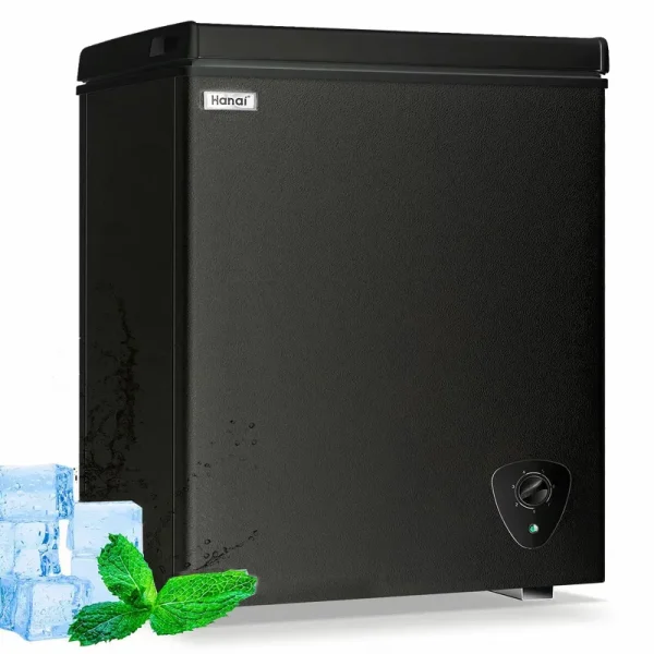 3.5 Cubic Chest Freezer, Compact Deep Freezer with Top Open Door and Removable Storage Basket, 7 Gears Temperature Control, Energy Saving, for Office Dorm or Apartment