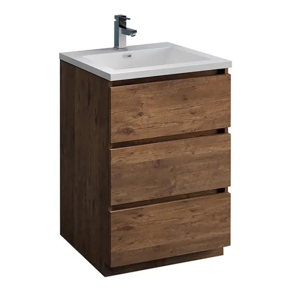 Fresca Lazzaro 24" Roséwood Free Standing Modern Bathroom Cabinet W/ Integrated Sink