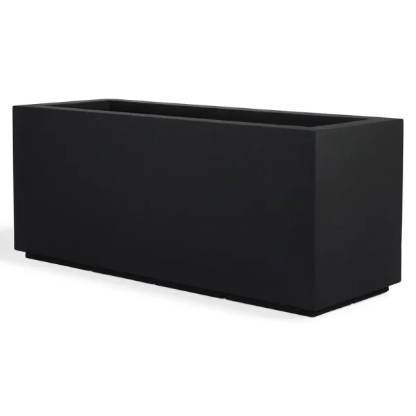 Polystone Planters Milan Tall 46 in. x 19 in. Black Trough Composite Planter