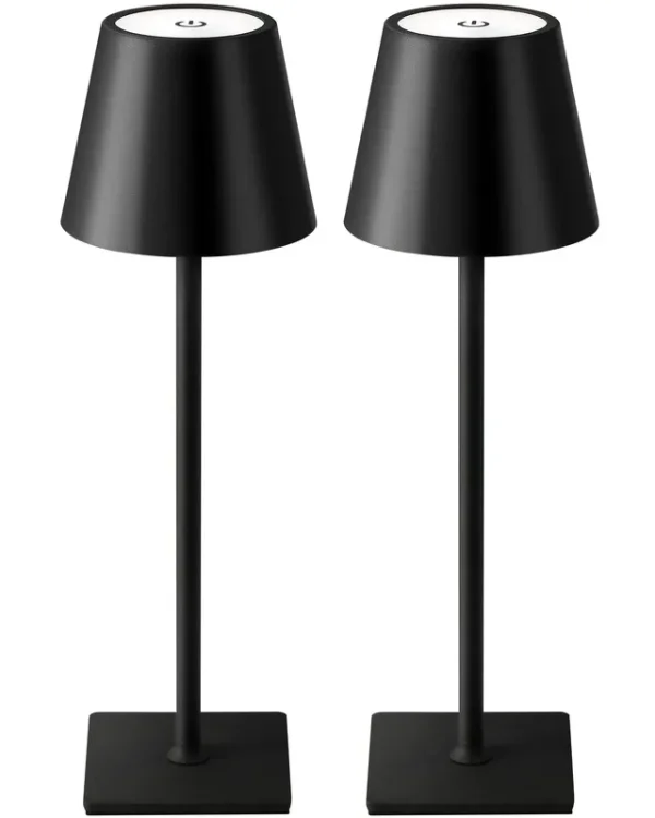 KDG 2 Pack Cordless Table Lamp,Portable LED Desk Lamp, 5000mAh Battery Operated, 3 Color Stepless Dimming Up, for Restaurant/Bed