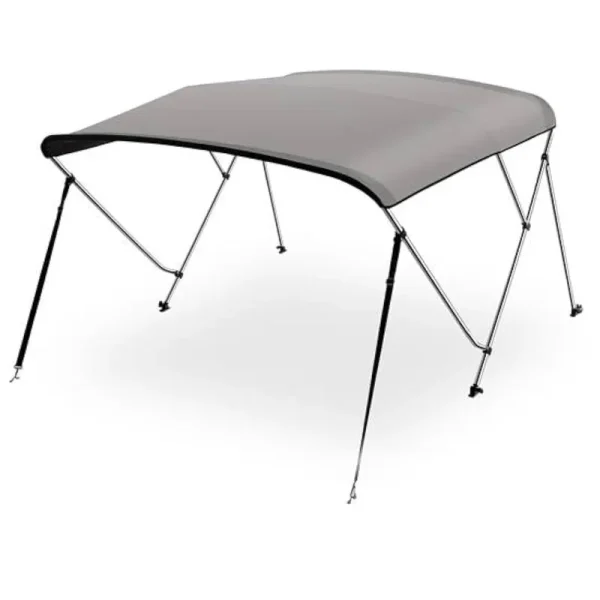SereneLifeHome Waterproof Boat Top Cover - 54-60" W 3 Bow Top Sun Shade Boat Canopy - 1" Double Wall Aluminum Frame Tubes, 2 Front Straps, 2 Rear