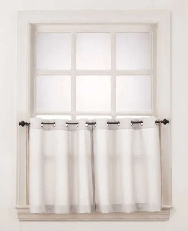 No. 918 Montego Grommet Textured Kitchen Curtain Tier Pair, 56" x 24", White