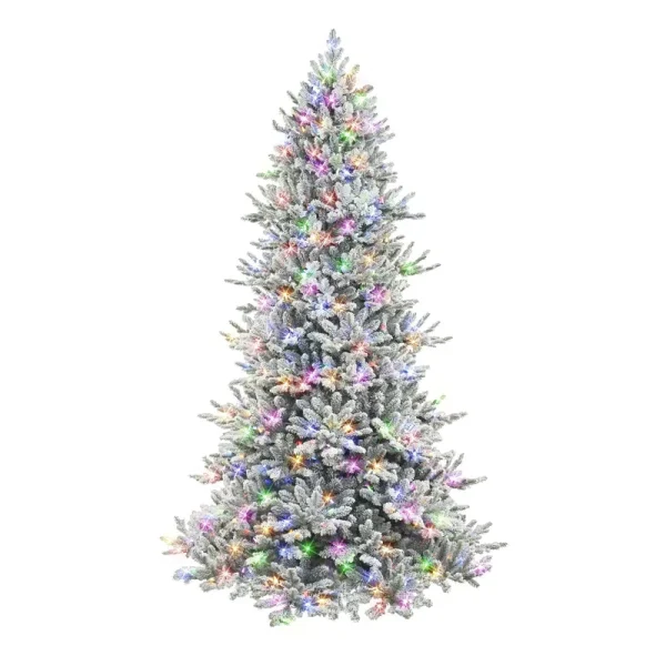 7.5 ft Pre-Lit Flocked Royal Majestic Douglas Downswept Tree 700 Color Select LED Lights, Size: 7.5'