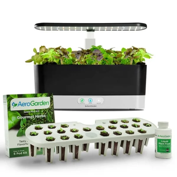 AeroGarden Harvest Slim Black with Seed Starting System Bundle