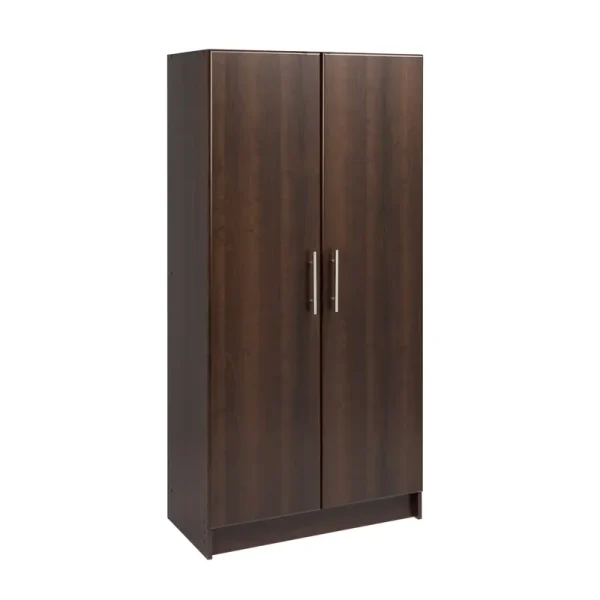 Prepac Adjustable Shelves Cabinet - Functional Tall Garage Table, 16"d x 32"w x 65"h Freestanding Garage Cabinet with 2 - Doors, Espresso - EES - 3264