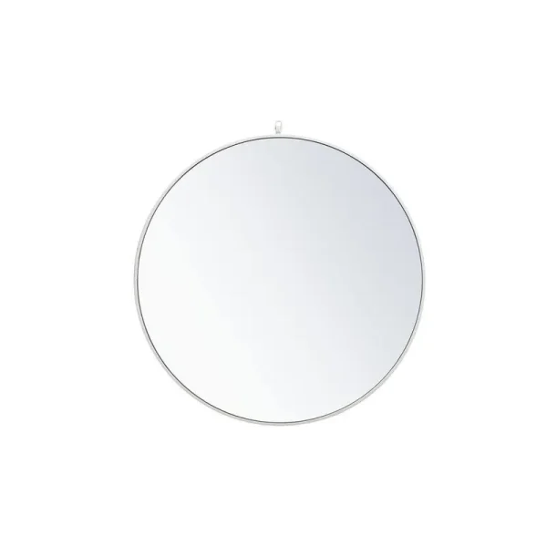 Elegant Furniture Medium Round White Modern Mirror 36 in. H x 36 in. W