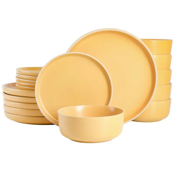 Gibson Home Zuma 18-Piece Stoneware Dinnerware Set Yellow