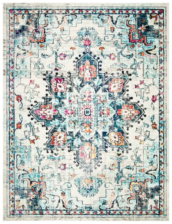 Safavieh Madison 400 Rug Collection MAD473B - Cream / Blue - 4' x 4' Square