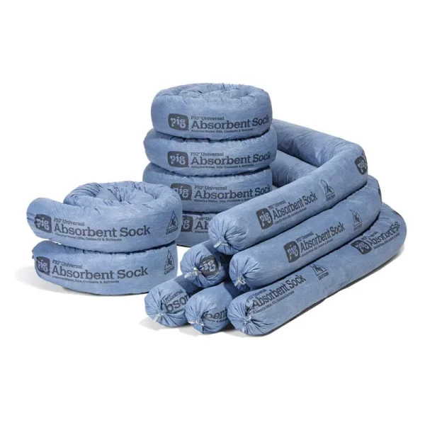 New Pig Mildew-Resistant Absorbent Sock | Water Absorbing Snake | 3" x 48" | 1-gal Absorbency | Pack of 12 | PIG105-BL