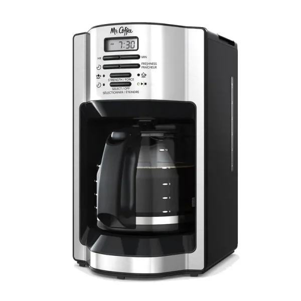 Mr. Coffee - 12 Cup Programmable Coffeemaker, Rapid Brewing, Stainless Steel
