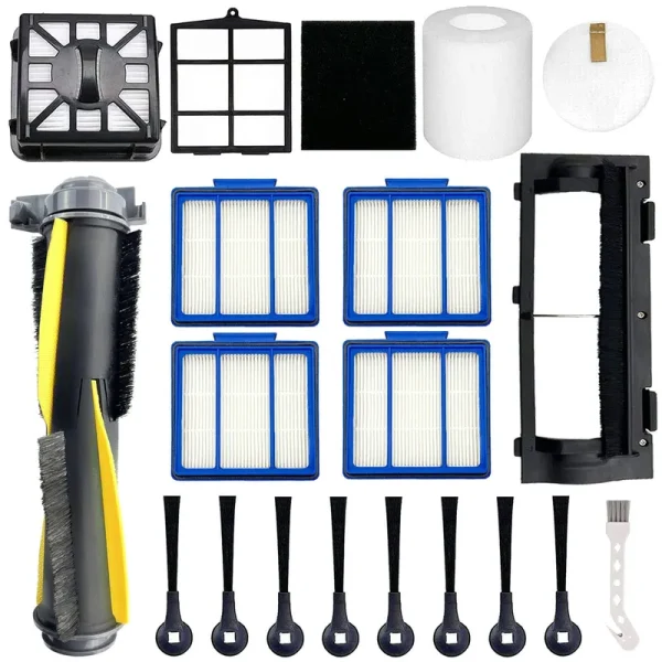 Replacement Part for Shark IQ R101ae Rv1001ae AV912S Av1010ae RV1000 AV970 Av993 Av1002ae,1 Main Brush,1 Roller Brush Cover,4 Filter,8 Side Brushes,1