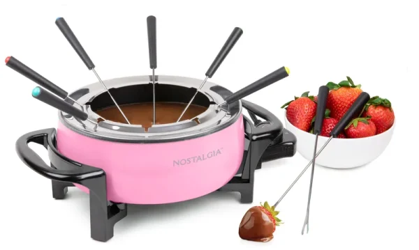 Nostalgia Nfps6pk 12-Cup Electric Fondue Pot, Pink