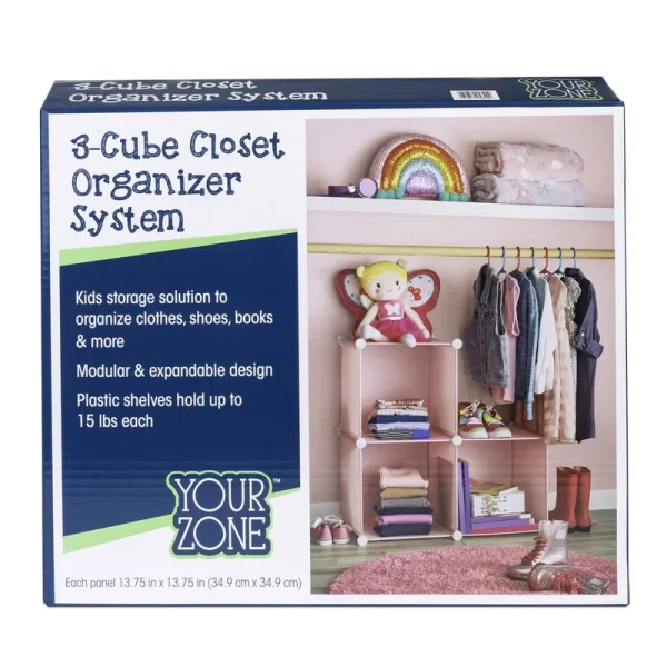 Your Zone Kids' 3 Cube Closet Organizer - Pink - 3 ct