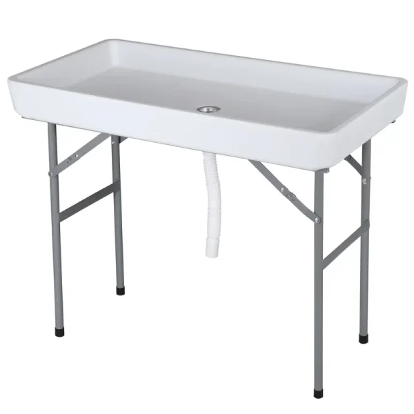 Homgarden Party Ice Cooler Table Folding Chill Table W/Skirt & Drain Hose & Bucket for Picnic Indoor Outdoor