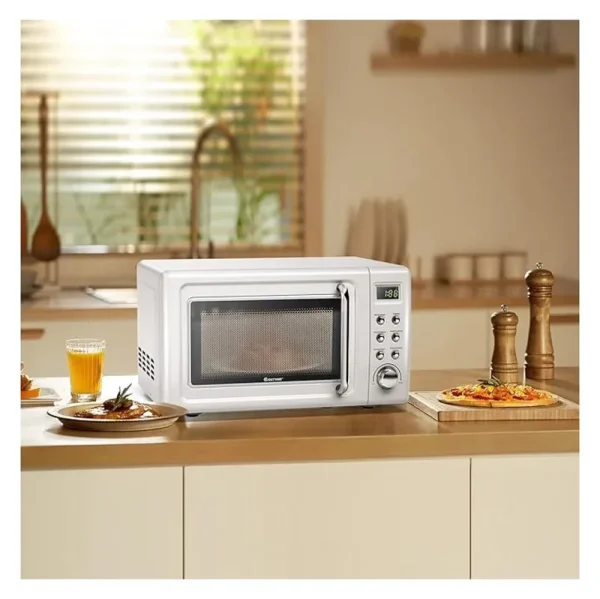 Small Microwave, 0.7cu.ft 700 Watt Countertop Microwave with 5 Micro Power Defrost & Auto Cooking Function, Stainless Steel Interior, LED Display, Microwave for Kitchen, RV, Dorm ?(White)