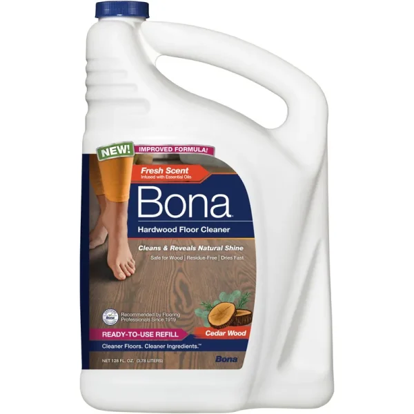 Bona Floor Cleaner, Hardwood, Cedar Wood, Fresh Scent, Ready-to-Use Refill - 128 fl oz. (3.78 l)