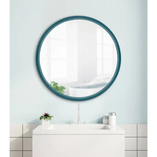 Riesner Round Accent Mirror Size: 21.6" x 21.6", Finish: Teal