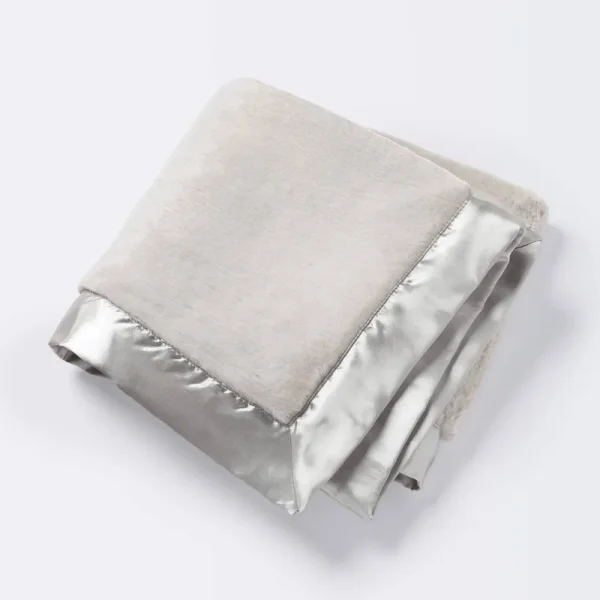 Cloud Island Solid Satin Edge Gray Plush Blanket | Target