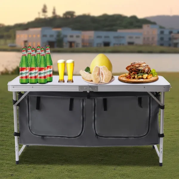 Folding Camping Table Portable Aluminum Camping Table Height Adjustable Camping Cook Station for Indoor Outdoor