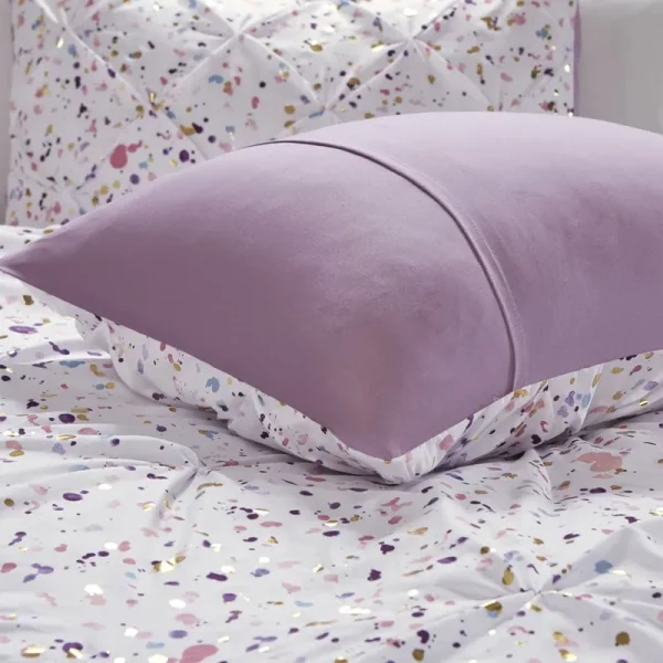 Ebern Designs Leavens Metallic Printed and Pintucked Duvet Cover Set, Size: 1