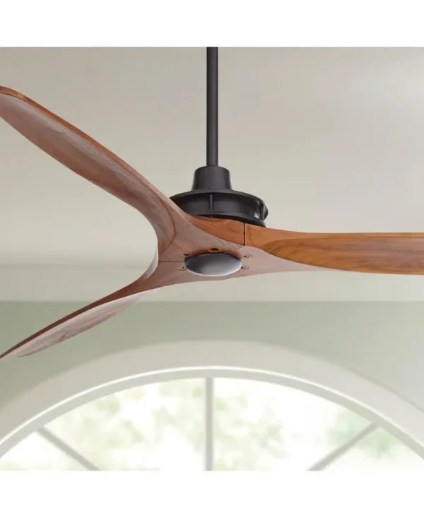Casa Vieja 52" Windspun Rustic Farmhouse 3 Blade Indoor Ceiling Fan with Remote Control Matte Black Walnut Solid Wood for Living Kitchen House