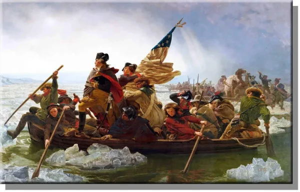 Crossing The Delaware - George Washington by Leutz Wall Picture on Stretched Canvas Decor