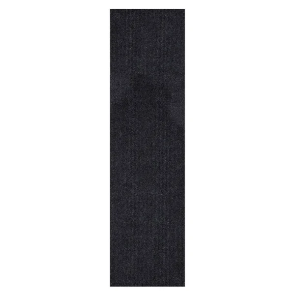 Ottomanson Lifesaver Collection Black 2 ft. 7 in x 9 ft. 10 in. Utility Ribbed Indoor/Outdoor Runner Rug