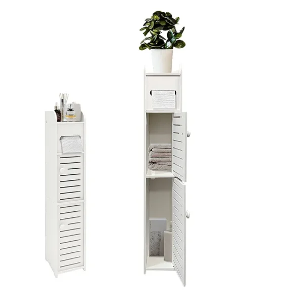 KISSWILL Small Bathroom Storage Cabinet, Slim Toilet Paper Storage Cabinet with 2 Doors & Shelves, Over Toilet Storage Cabinet for Skinny Bathroom