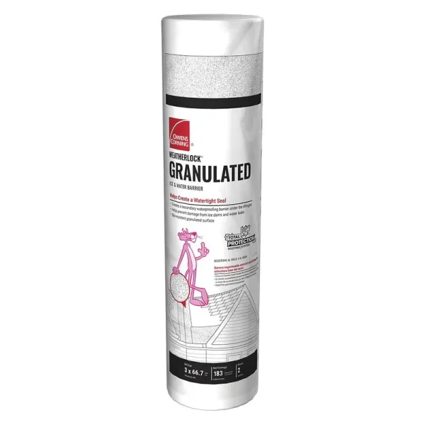 Owens Corning WeatherLock G Granulated Self-Sealing Ice & Water Barrier Underlayment Roll, 3 ft x 66.7 ft (200 sq ft)