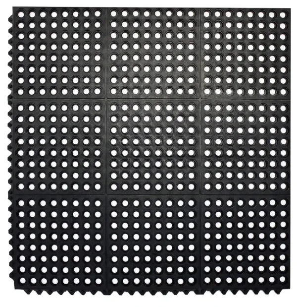 Envelor Durable Anti-Fatigue Rubber Floor Mat, Interlocking Commercial Floor Mat 3' x 3'