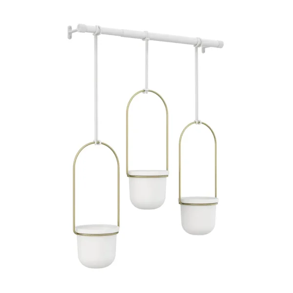 Triflora Hanging Planter White/Brass - Umbra