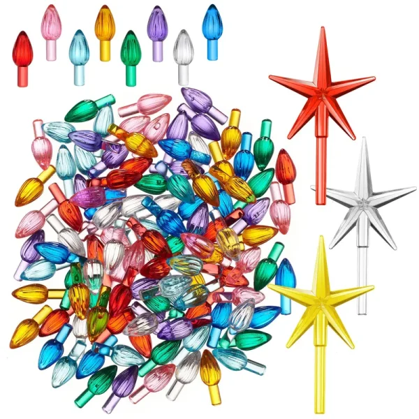 Ceramic Christmas Tree Replacement Lights - 108 Bulbs and 3 Stars