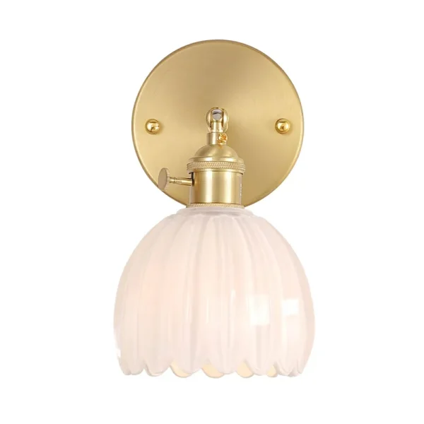 Shenmoyl Vintage Wall Sconces with White Tulip Glass Lampshade 180 Degree Adjustable Brass Sconces Modern Wall Lighting Fixture with Switch for